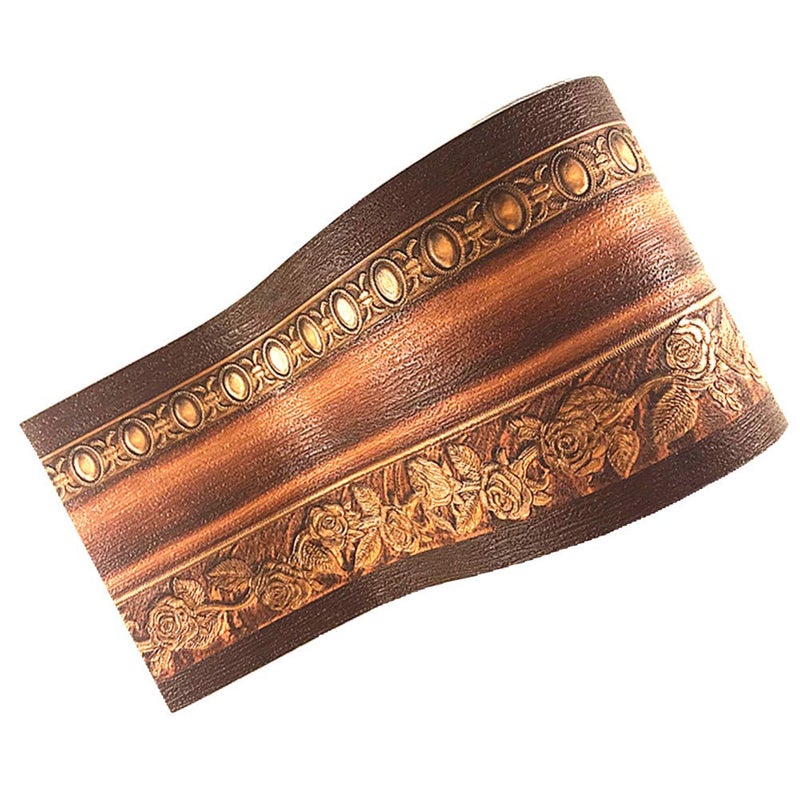 Yija 3D Wood Grain Self Adhesive Peel and Stick Waterproof Wall Border Easy to Apply Home Decor Bathroom Kitchen 4 Inch by 16.5 Feet (Dark Brown) - Image 4